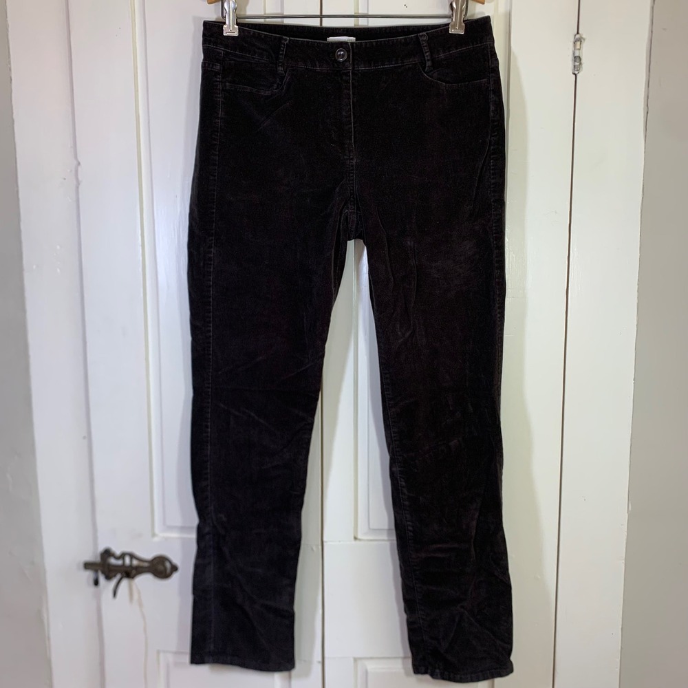 J Jill Womens Straight Leg Corduroy Pants Dark Brown Espresso Sz 10 Fall Preppy